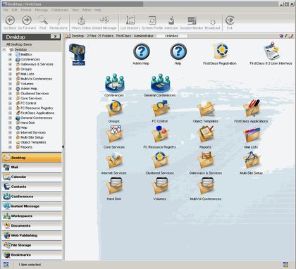FirstClass Groupware Screenshot Admin Desktop Installation Linux