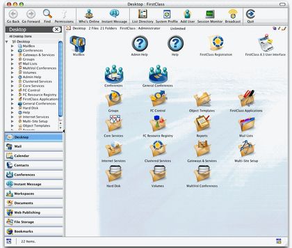 FirstClass Groupware Screenshot Admin Desktop Installation Mac OS X
